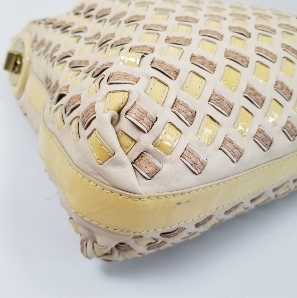 COACH LE PEYTON WOVEN LEATHER LG SHOULDER BAG  Rare! - Picture 7 of 15